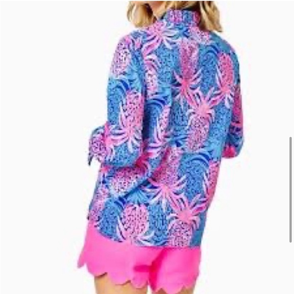 Lilly Pulitzer Sherida Top Borealis Blue Tropic Down Low medium NWT - Picture 6 of 15